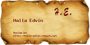 Halla Edvin névjegykártya